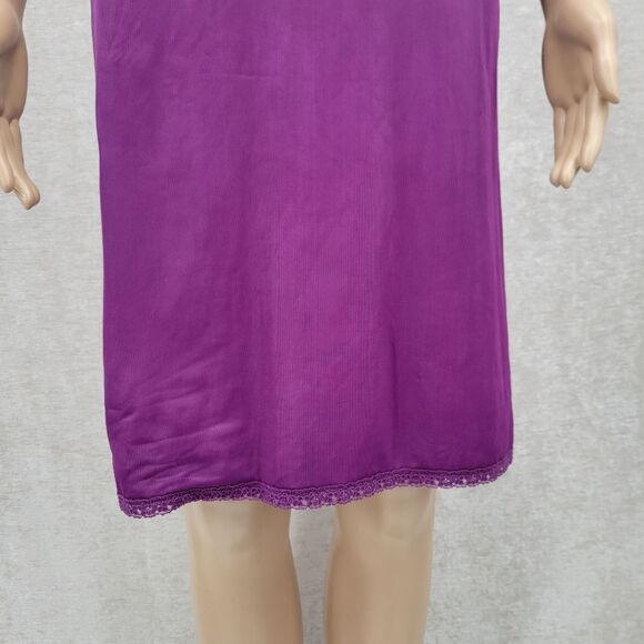 Vintage Slip Dress Upcycled Dyed Eggplant Purple with Lace and Embroidery Detail - Picture 4 of 11